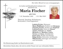Traueranzeige Maria Fischer