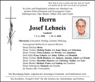 Traueranzeige Josef Lehneis