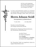 Traueranzeige Johannn Seidl
