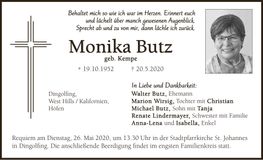 Traueranzeige Monika Butz