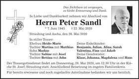 Traueranzeige Peter Sandl