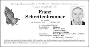 Traueranzeige Franz Schrettenbrunner