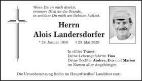Traueranzeige Alois Landersdorfer