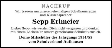 Traueranzeige Sepp Erlmeier