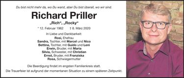 Traueranzeige Richard Priller