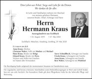 Traueranzeige Hermann Kraus