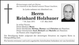 Traueranzeige Reinhard Holzbauer
