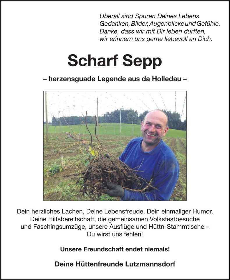 Traueranzeige Sepp Scharf