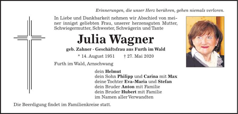 Traueranzeige Julia Wagner