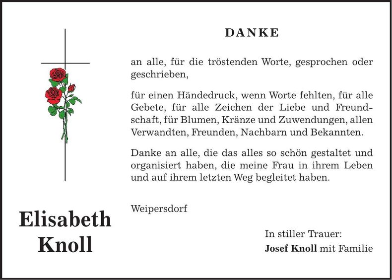 Traueranzeige Elisabeth Knoll
