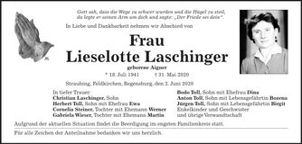 Traueranzeige Lieselotte Laschinger