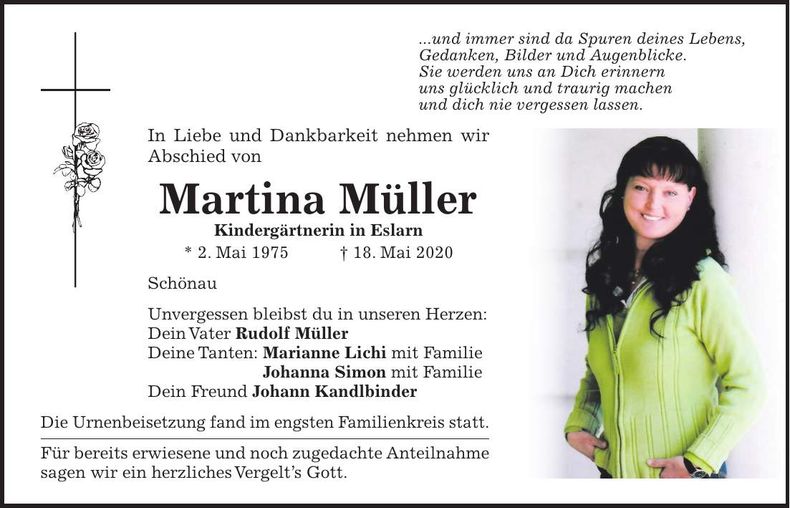 Traueranzeige Martina Müller