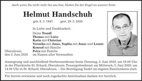 Traueranzeige Helmut Handschuh