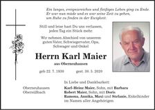 Traueranzeige Karl Maier