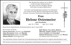 Traueranzeige Helene Ostermeier