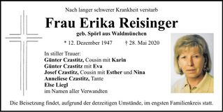 Traueranzeige Erika Reisinger