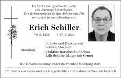 Traueranzeige Erich Schiller