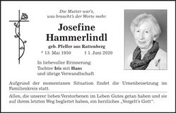 Traueranzeige Josefine Hammerlindl