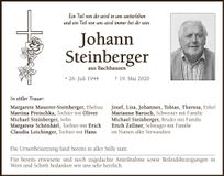 Traueranzeige Johann Steinberger
