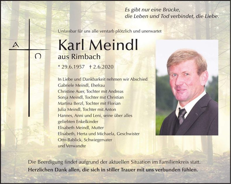 Traueranzeige Karl Meindl