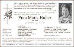 Traueranzeige Maria Huber