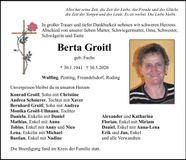 Traueranzeige Berta Groitl