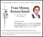 Traueranzeige Minna Rennschmid