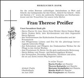 Traueranzeige Therese Preißer