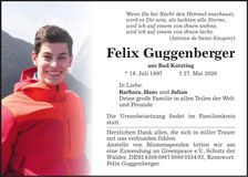 Traueranzeige Felix Guggenberger