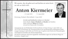 Traueranzeige Anton Kiermeier