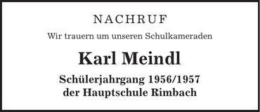 Traueranzeige Karl Meindl