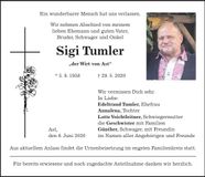 Traueranzeige Sigi Tumler