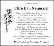 Traueranzeige Christian Neumaier