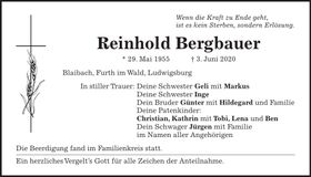 Traueranzeige Reinhold Bergbauer