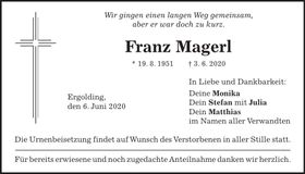 Traueranzeige Franz Magerl