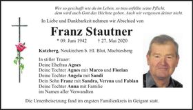 Traueranzeige Franz Stautner