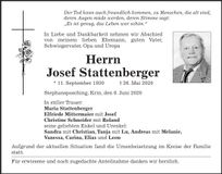 Traueranzeige Josef Stattenberger