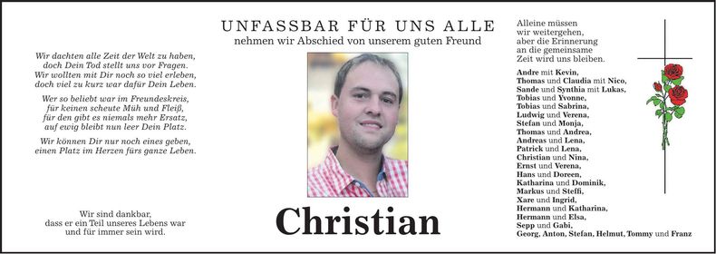 Traueranzeige Christian Neumaier