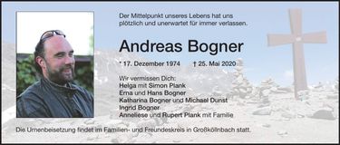 Traueranzeige Andreas Bogner