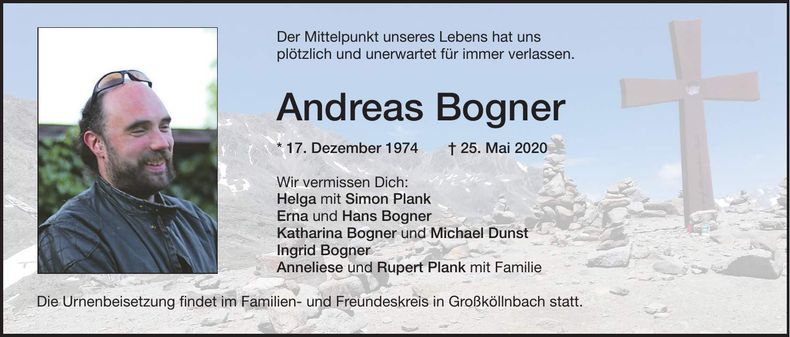 Traueranzeige Andreas Bogner