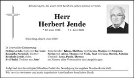Traueranzeige Herbert Jende