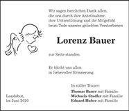 Traueranzeige Lorenz Bauer