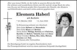 Traueranzeige Eleonora Haberl