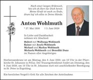 Traueranzeige Anton Wohlmuth