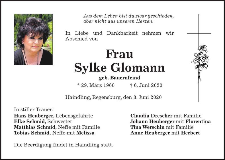 Traueranzeige Sylke Glomann