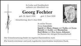 Traueranzeige Georg Fechtner