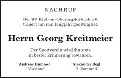 Traueranzeige Georg Kreitmeier