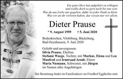 Traueranzeige Dieter Prause