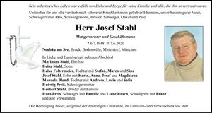 Traueranzeige Josef Stahl
