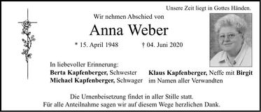 Traueranzeige Anna Weber